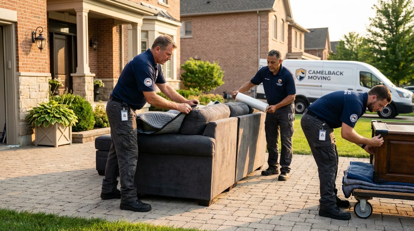 Large estate moving crew wrapping furniture in Granite Falls, NC