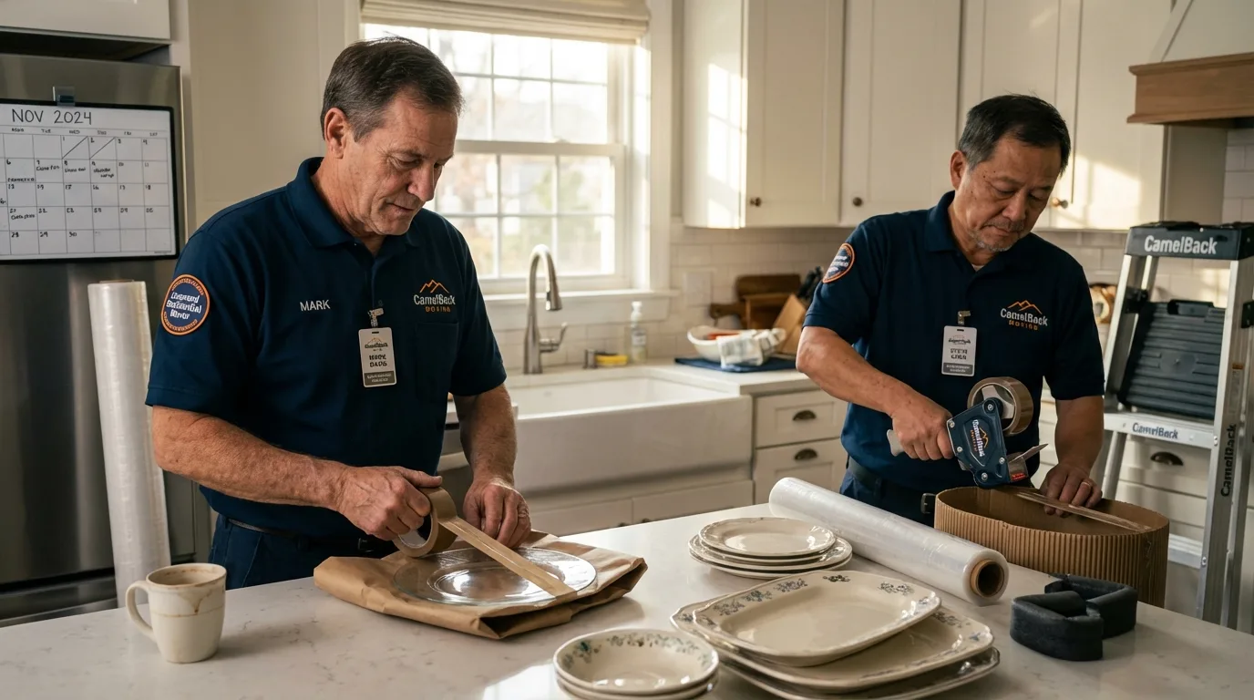 Professional crew packing kitchen dishware in Granite Falls, NC